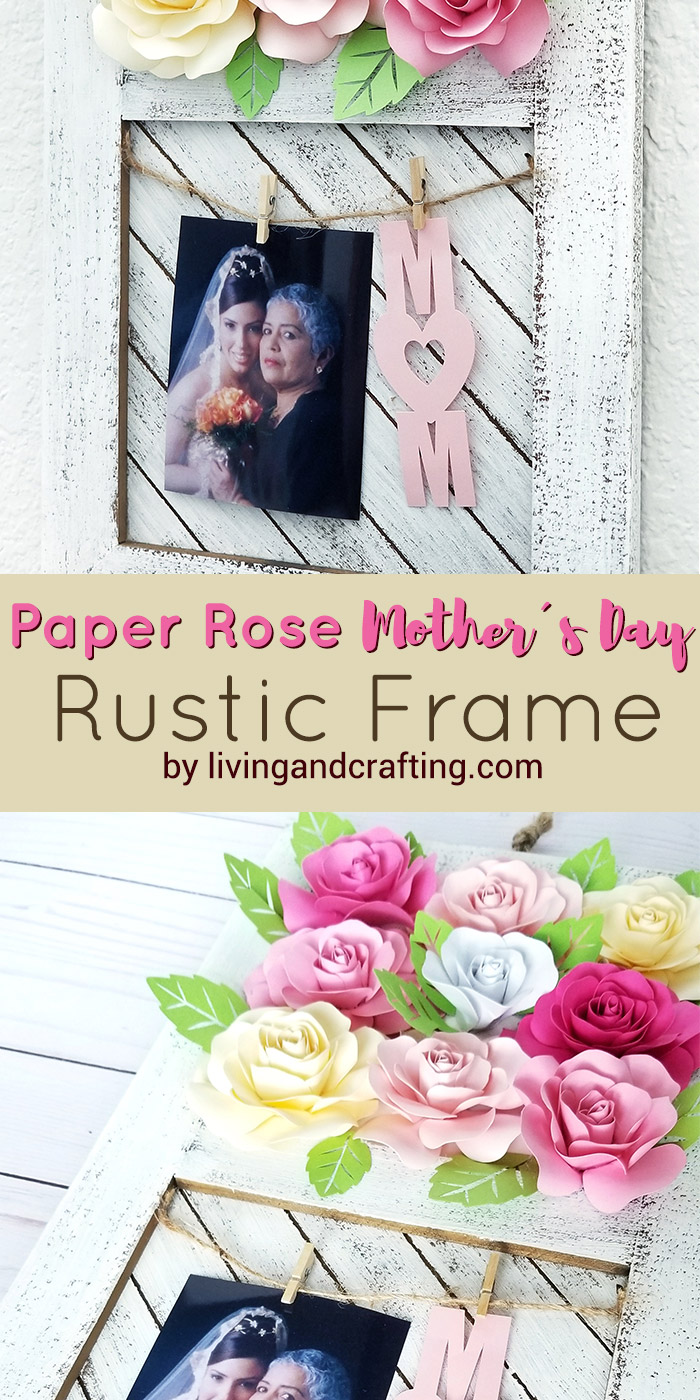 Paper Rose Mother's Day Rustic Frame pin